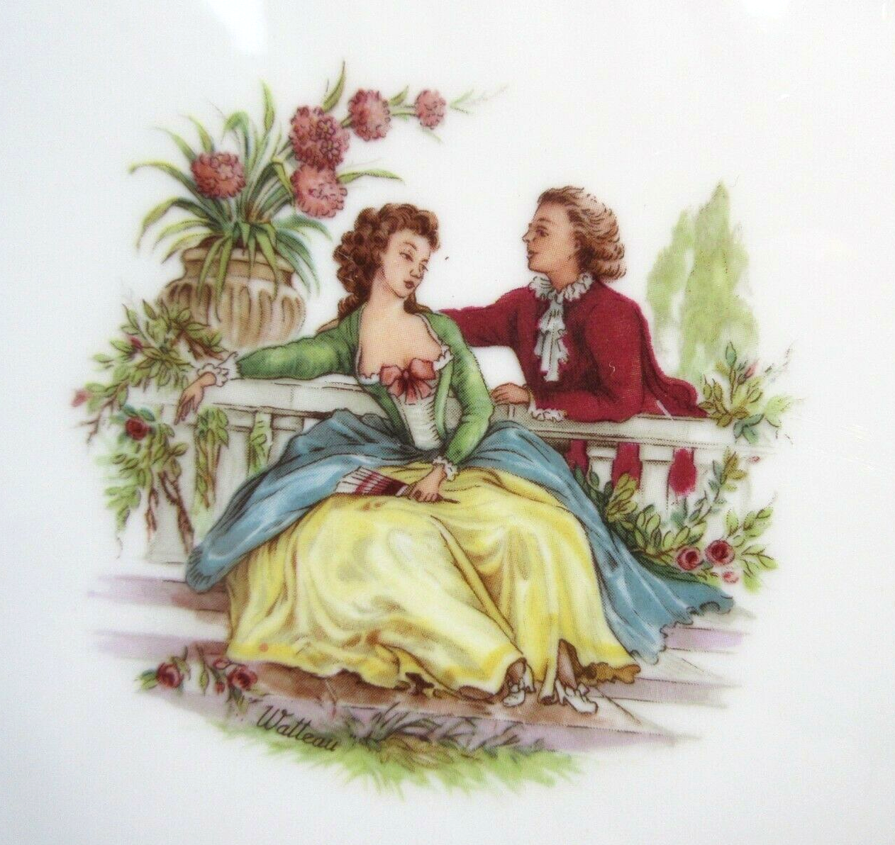 6 plates, Limoges porcelain: Model Scènes galantes by Fragonard