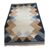 Handwoven large  rollakan reversible rug wool, scandinavian design