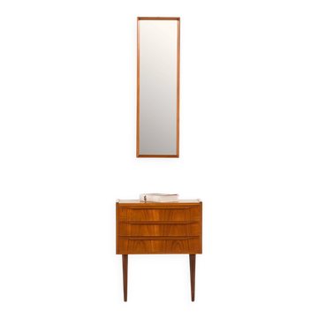 Danish teak entry unit with dresser and a mirror, 1960s