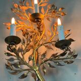 Gilded metal wall lamp with foliage, France circa 1950