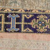 2x8 Short Blue Beige Vintage Runner Rug, 58x250Cm