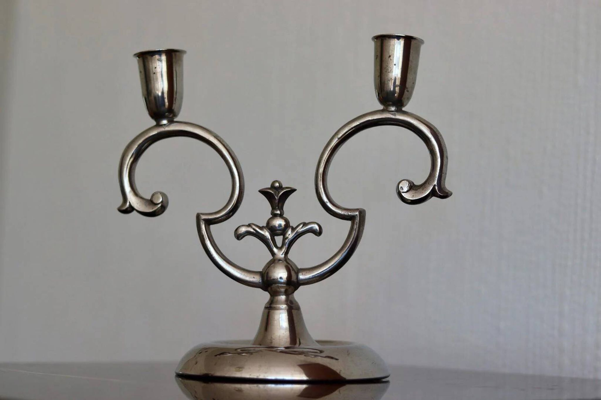 Pair of vintage Swedish pewter candleholders by Svenskt Tenn