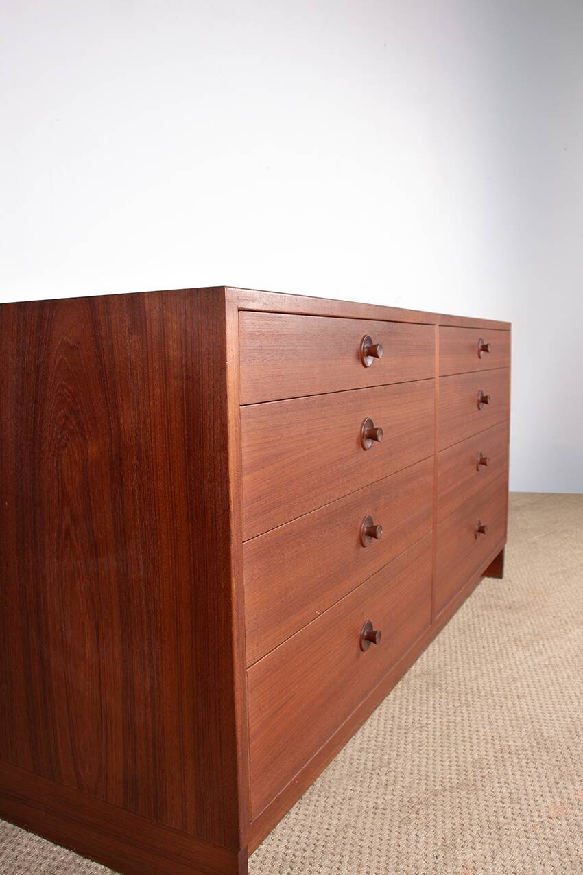 Large double chest of drawers, 8 drawers, in teak by Borge Mogensen 1960.