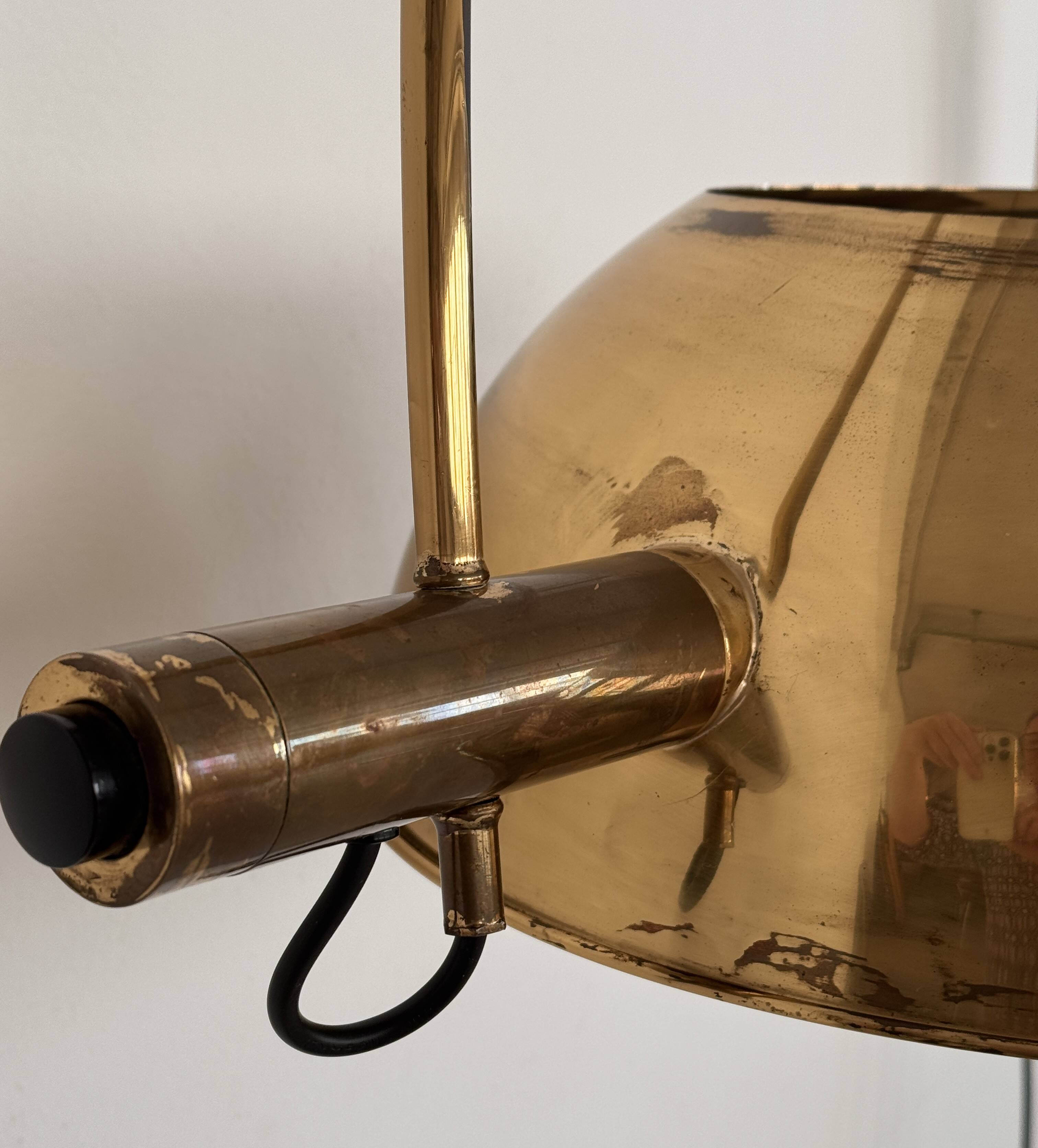 Lampe murale vintage à arc Florian Schulz XL BOCA en laiton, années 1970