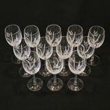 12 White Wine Glasses in Arques Crystal, Fleury Cut Flamépis Pattern