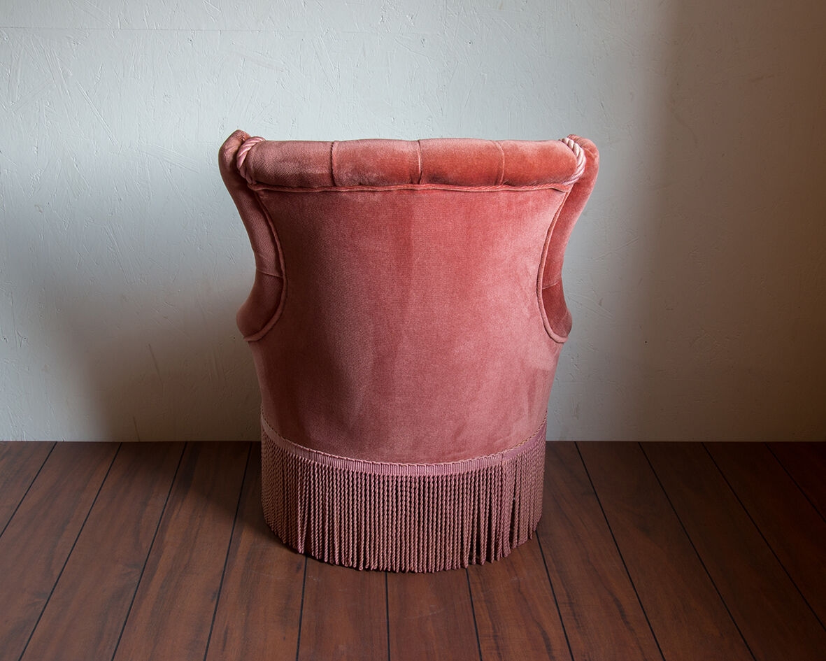 Fauteuil crapaud velours rose