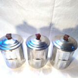 3 metal spice pots, 60s