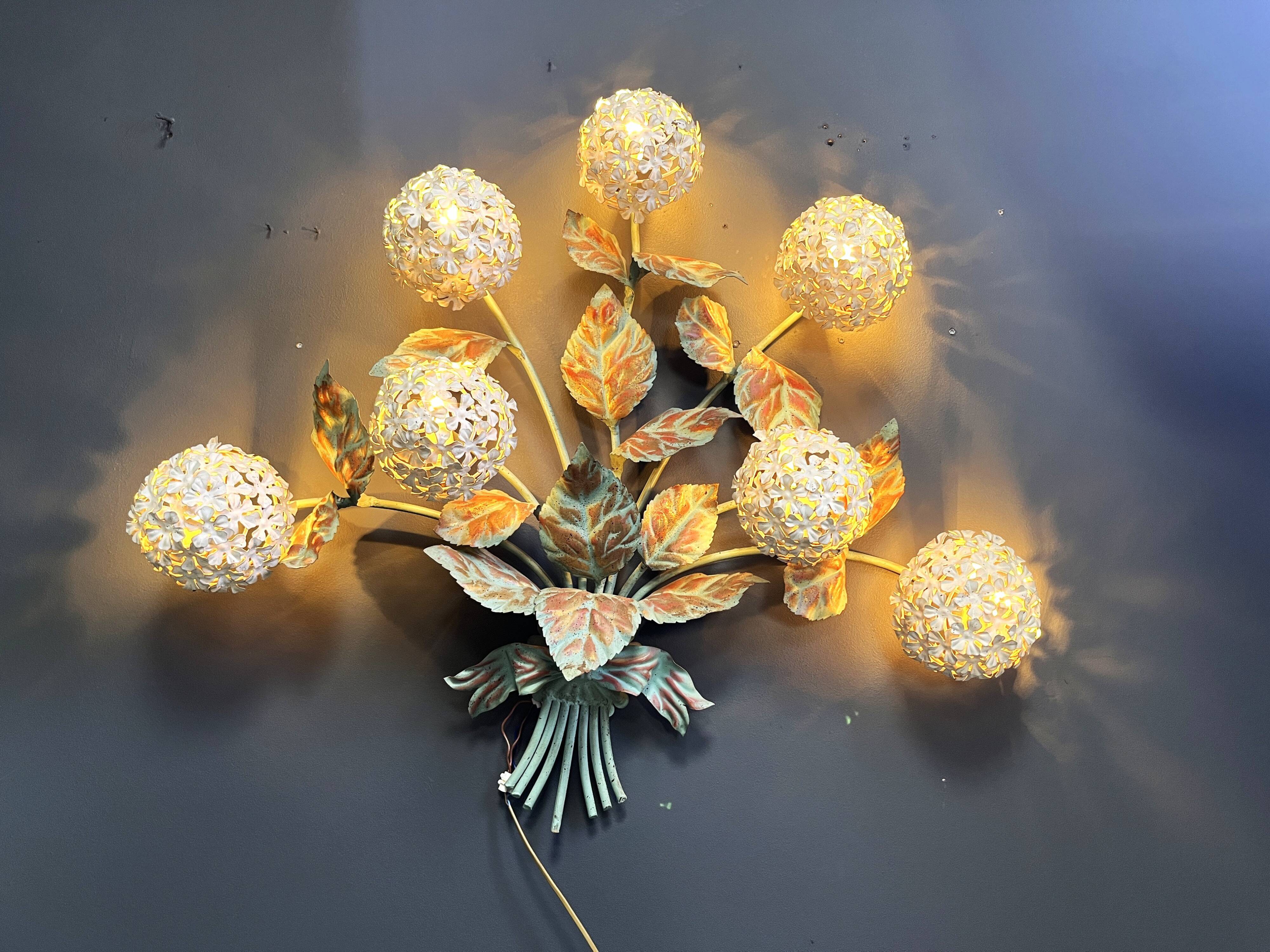 Vintage floral wall lamp by Hans Kögl, 1970s