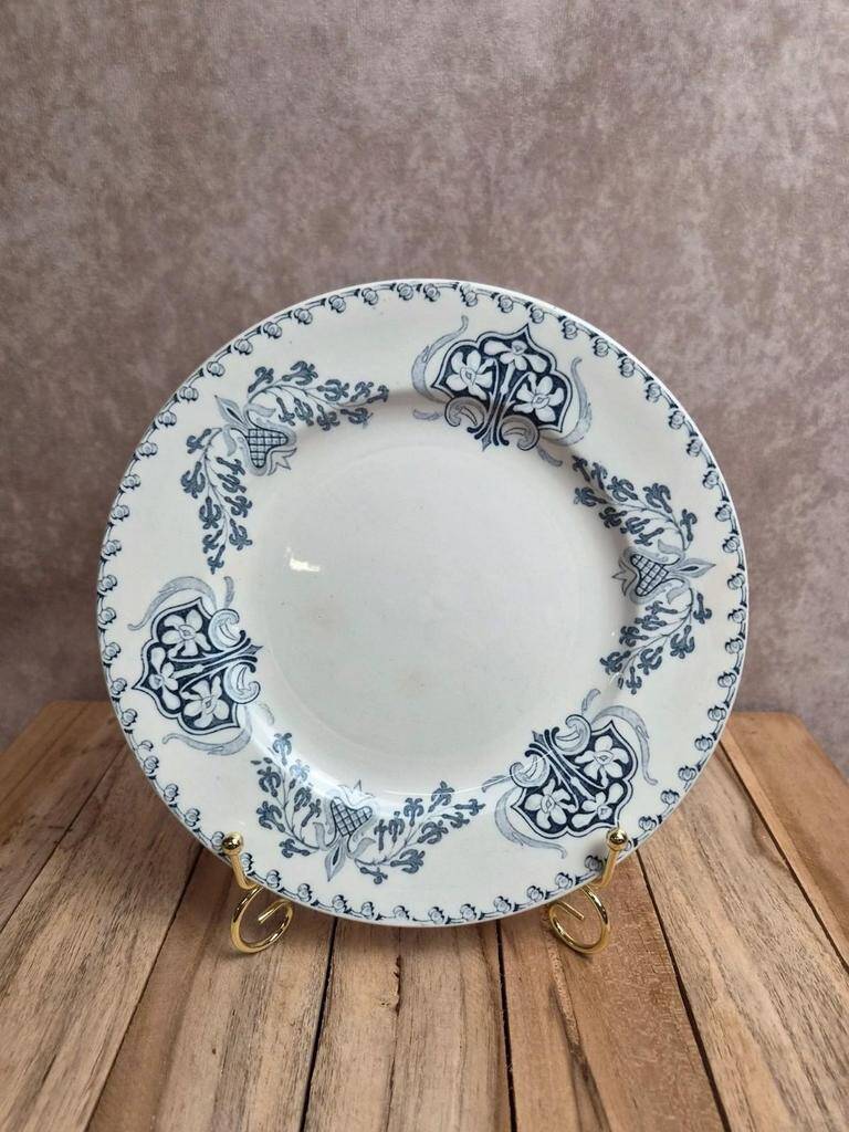 Antique dessert plate K&G Lunéville – Sébastopol model – blue decoration
