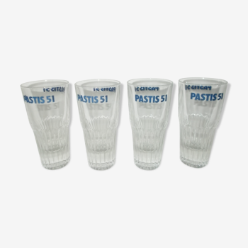 Lot 4 glasses pastis 51, advertising bistro