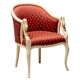 Trüggelmann - Swan neck armchair - Marble and gold base, poppy red damask