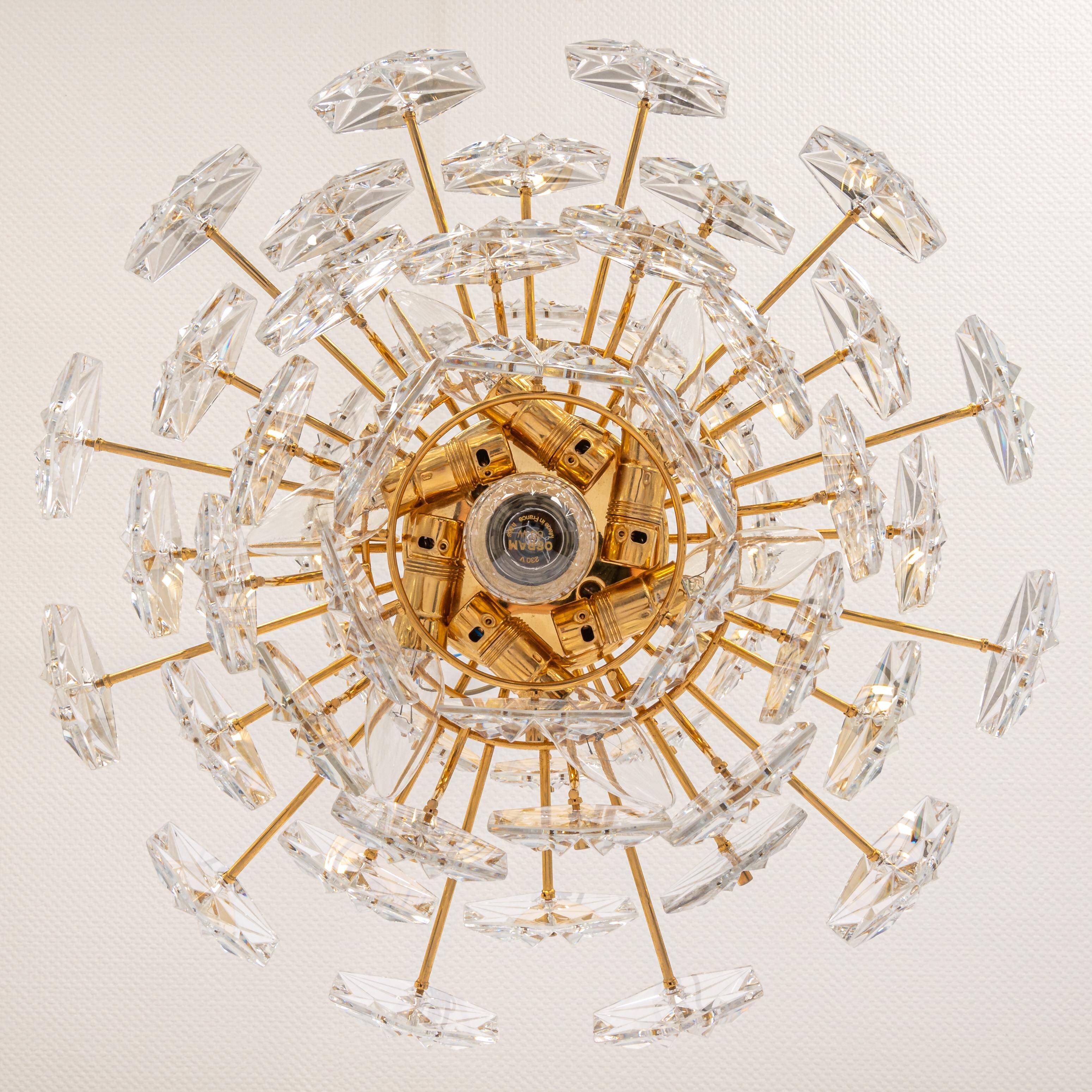 Lustre, laiton et cristal par Kinkeldey, Allemagne, années 1970