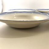 4 assiettes creuses Digoin Sarreguemines modele Marsac blanc et bleu avec fleur art déco