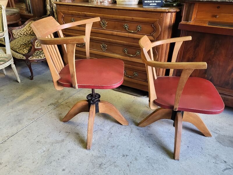 Pair of adjustable office chairs vintage 1960