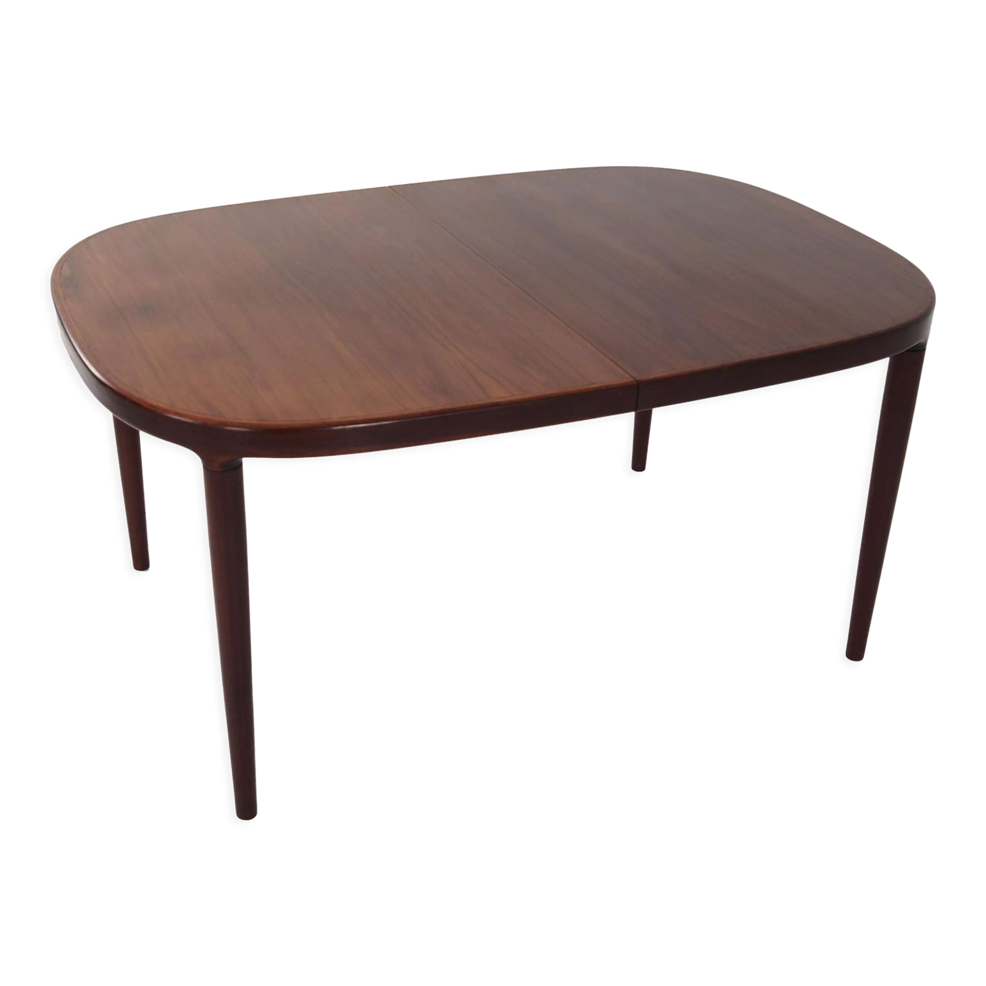 Oval table, covered with rosewood veneer.Design of the 70s