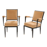 Fauteuils néoclassiques métal bronze velours 1940