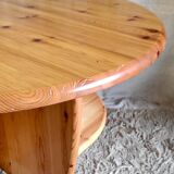 Round coffee table in solid pine - 1970s/80s