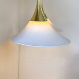 XL Pair of vintage pendants by Limburg, brass and opaline, Germany 1