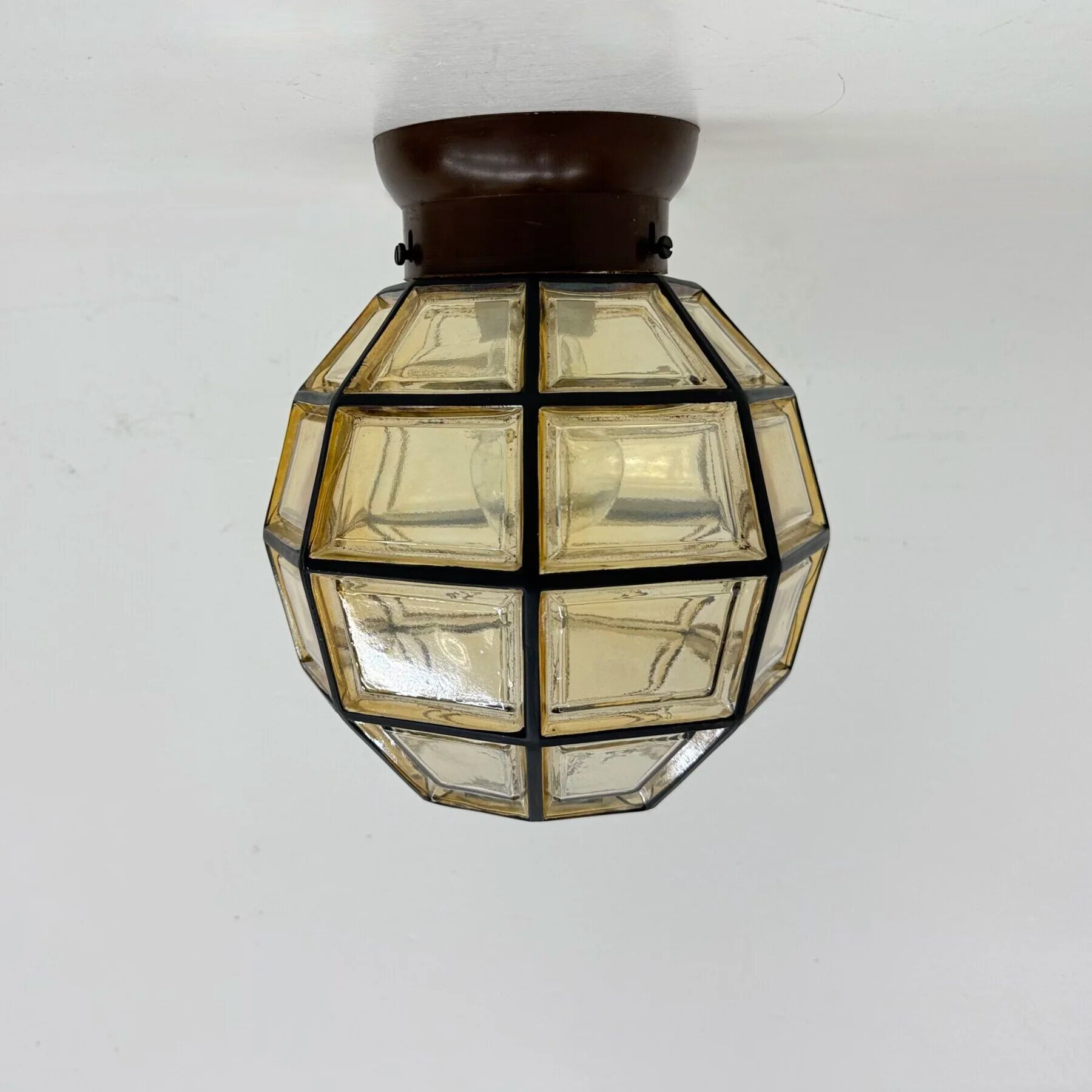 1 of 2 Limburg Glashütte glass ceiling lamp flush mount, 1970s