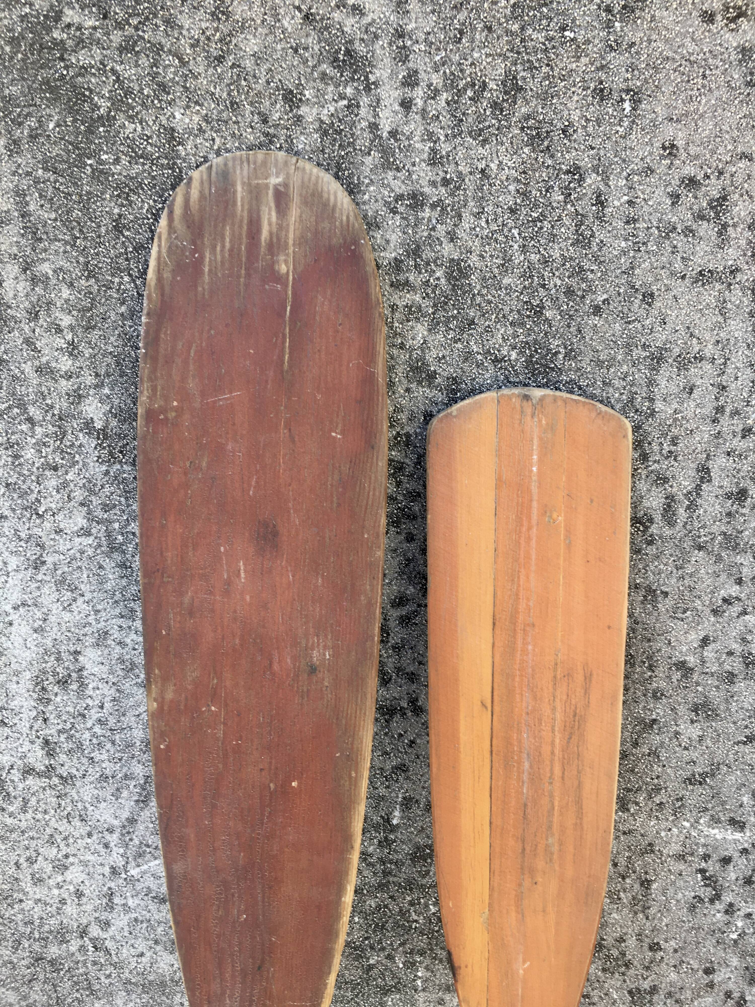 Pair of vintage wooden oars