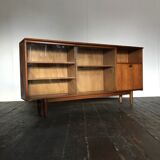 Row / teak, part glass, Mid century Scandinavian buffet
