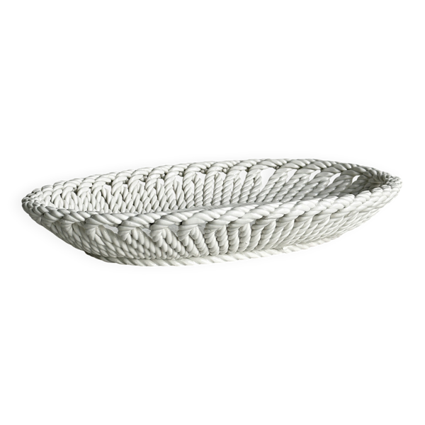 Corbeille à pain en porcelaine blanche tressée