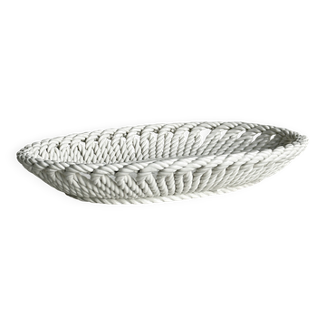 Corbeille à pain en porcelaine blanche tressée