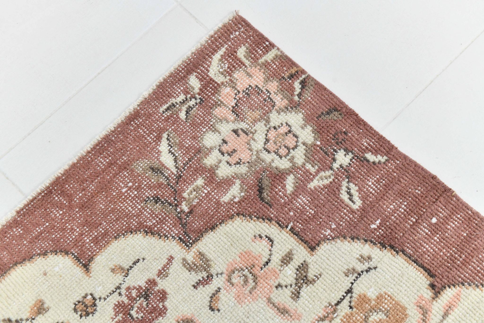 5x8 Vintage Salmon Pink & Brown Old Home Decore Rug