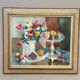 Original Swedish Oil on Canvas – "Flowers and Fruit by Ellis Wallin"