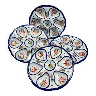 4 Henriot Quimper oyster plates