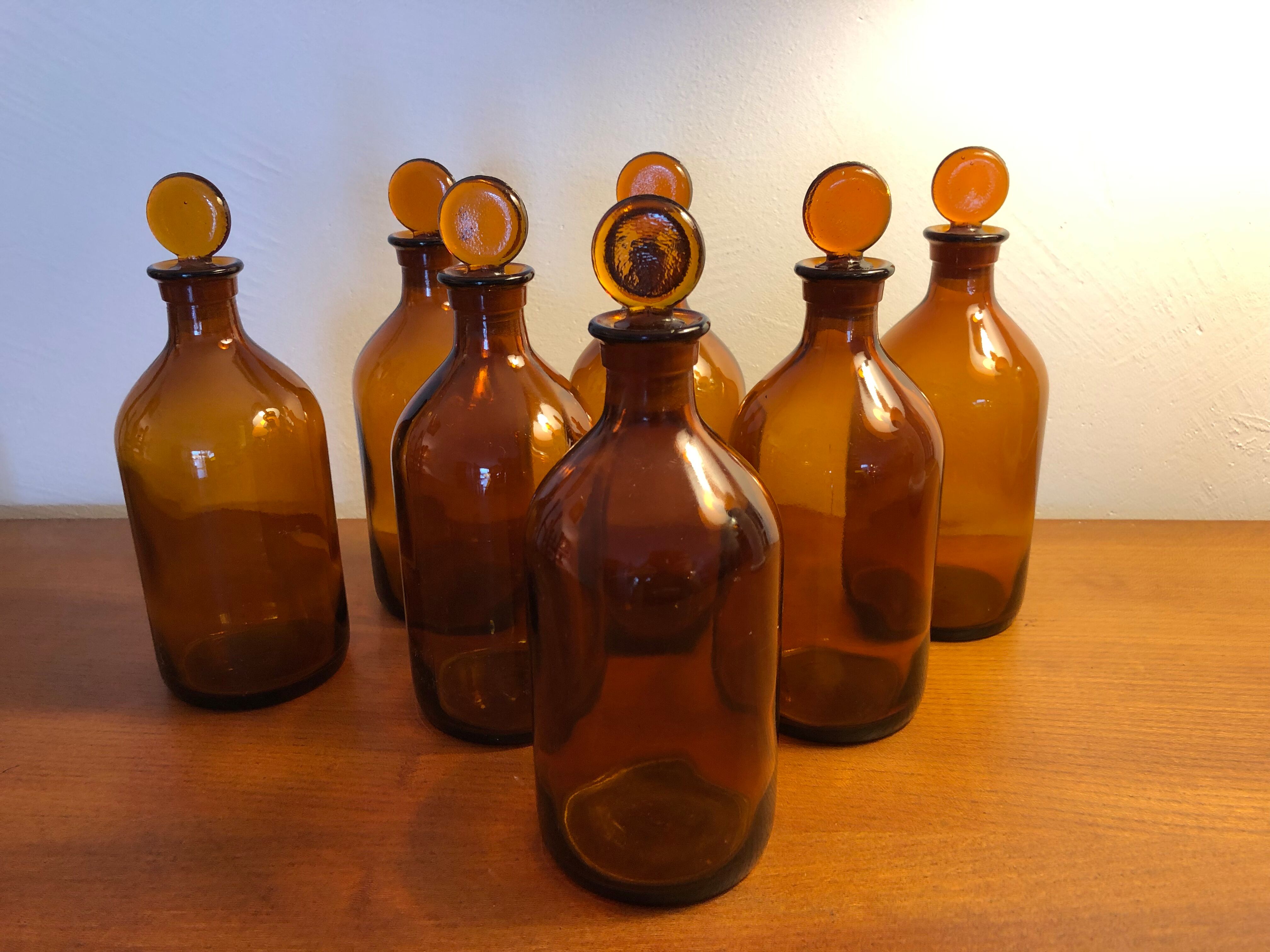 Set of 7 old bottles