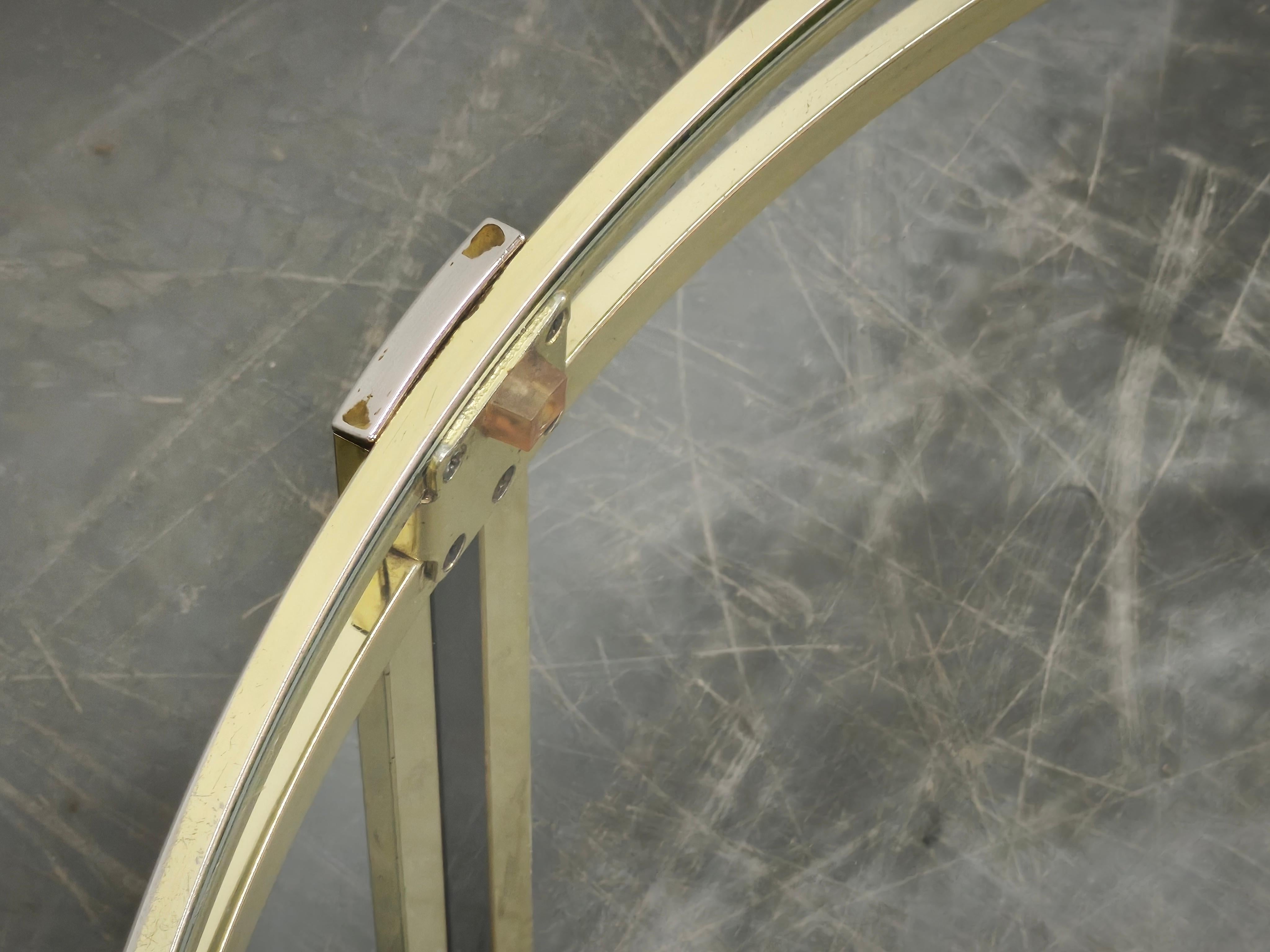 Italian Brass and Glass Round Coffee Table, 1970s