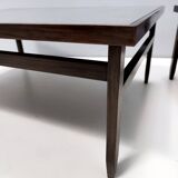 Rectangular Ebonized Walnut and Glass Coffee Table, Italy