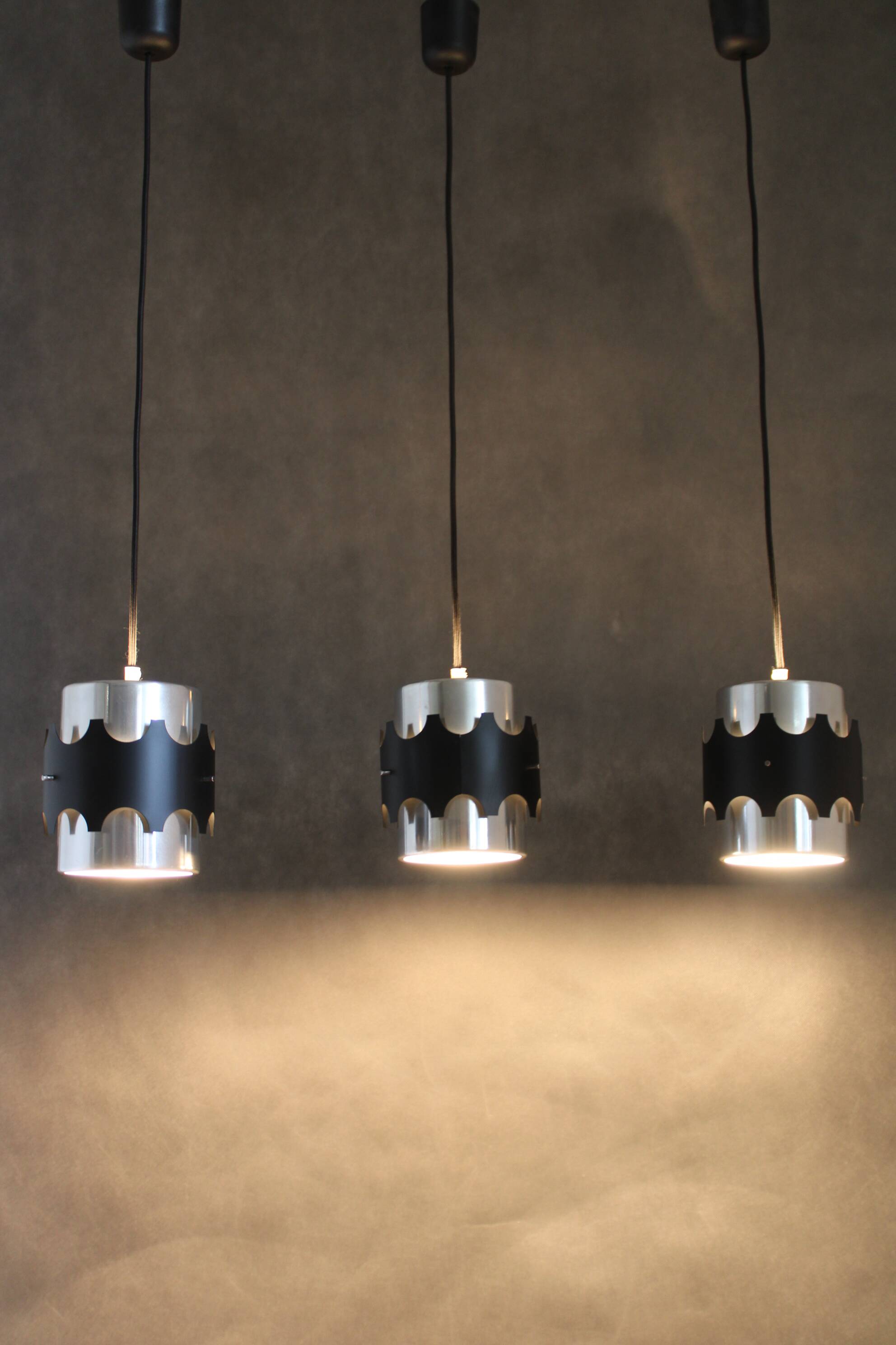1960s Set of Three Danish Pendant Lights