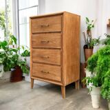 Chiffonnier pieds compas bois brut 1950