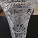 Vintage vase in stylish bohemian chic crystal, floral motifs, braces