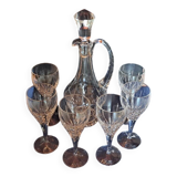 Set of 6 wine glasses and carafe from Lorraine crystal