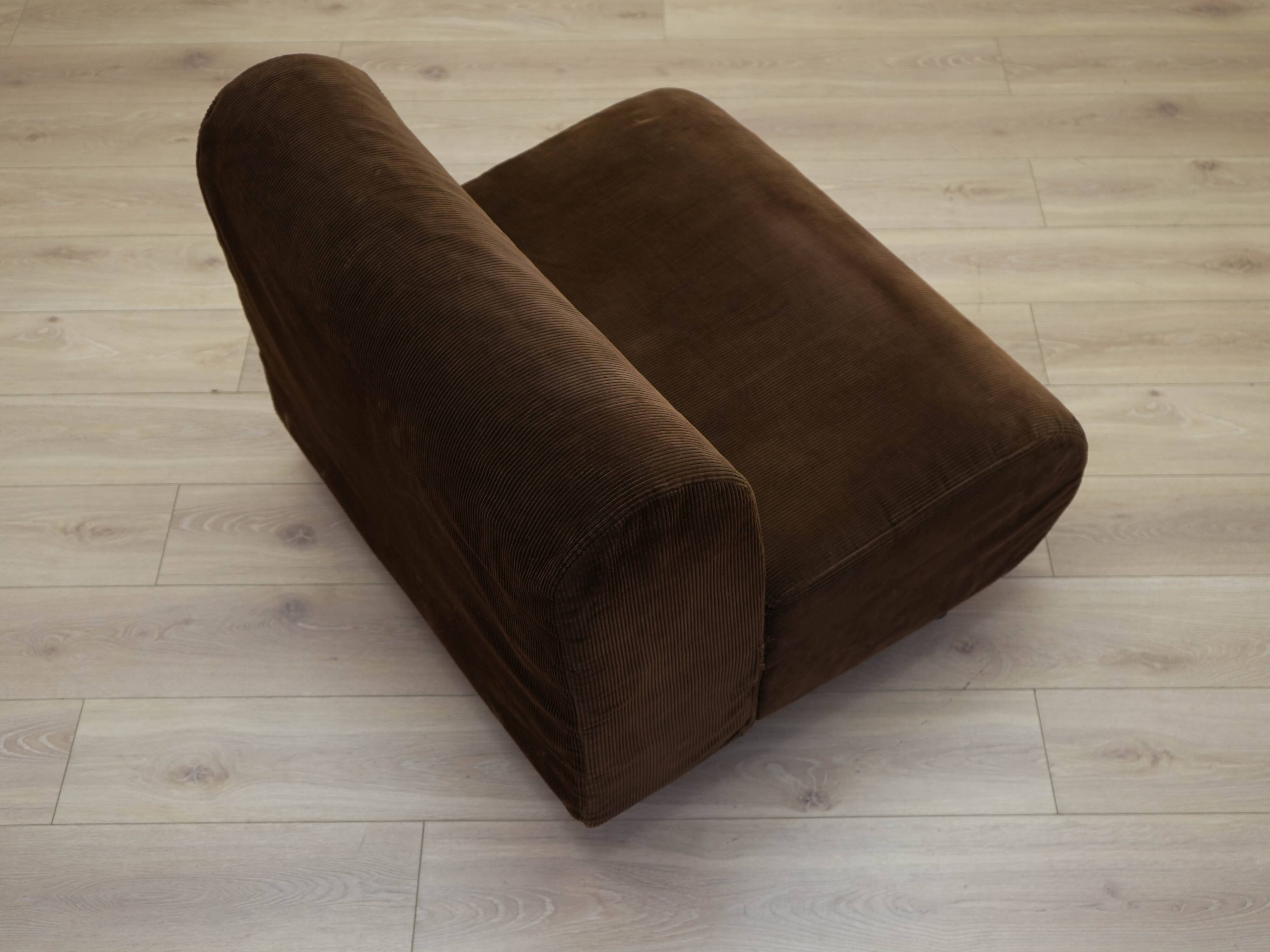 Brown armchair, Italian design, 1970s, made in Italy
