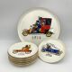 Vintage dessert service in earthenware, signed Jacques Charmoz - Val d'Or GIEN - 1950s