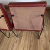 Pair of vintage burgundy red armchairs