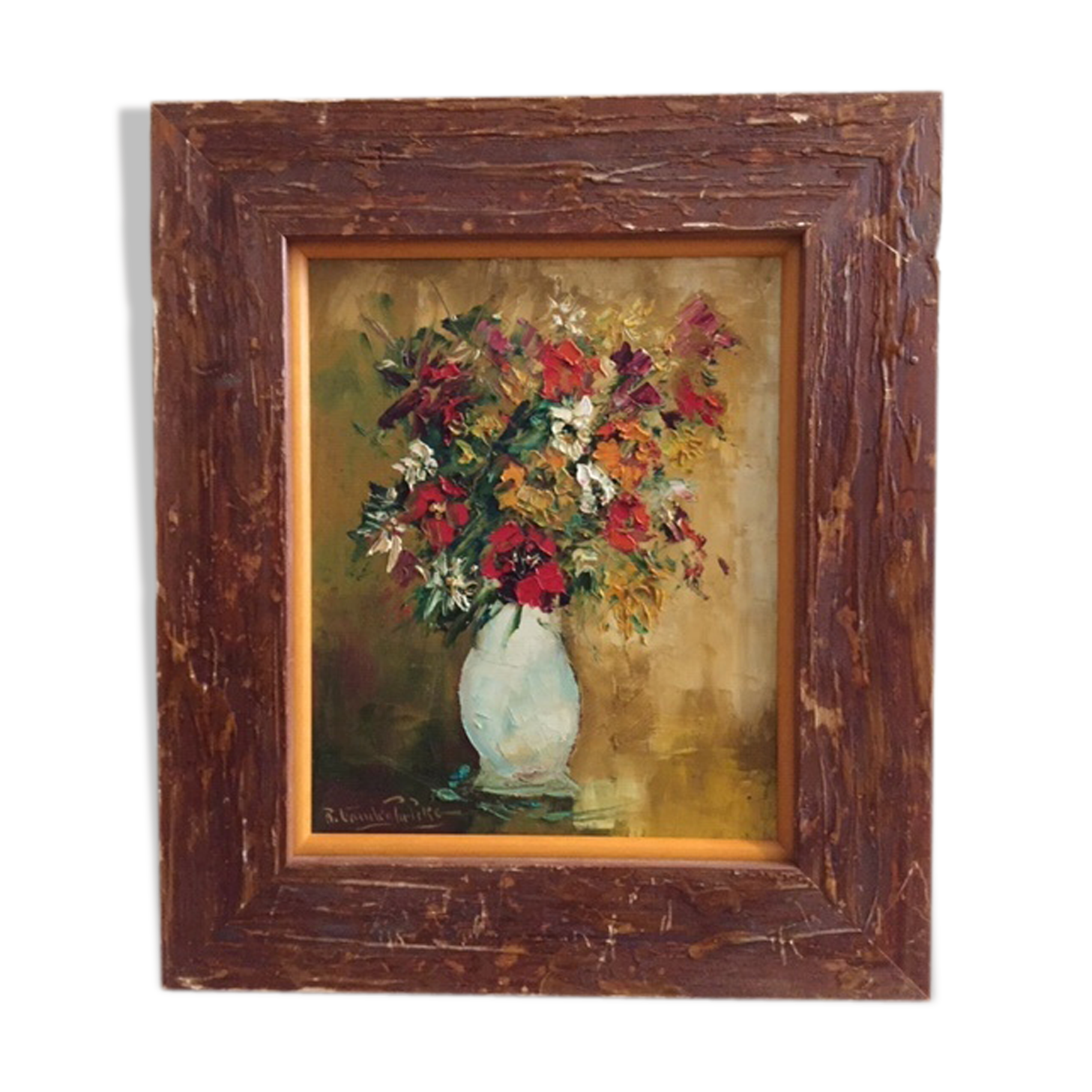 Painting oil bouquet flowers