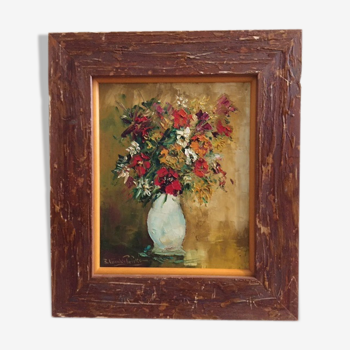 Peinture huile  bouquet fleurs