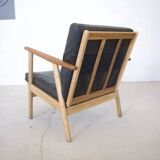 Fauteuil danois en teck et chêne du milieu du siècle, années 1950