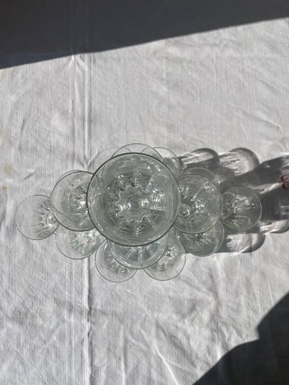 Set of 17 stemmed wine glasses