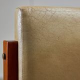 Angular, Teak Wood and Leather Chair with Copper Details, 1970s