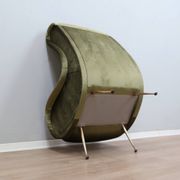 1950s Italian armchair Senior Zanuso style green velvet
