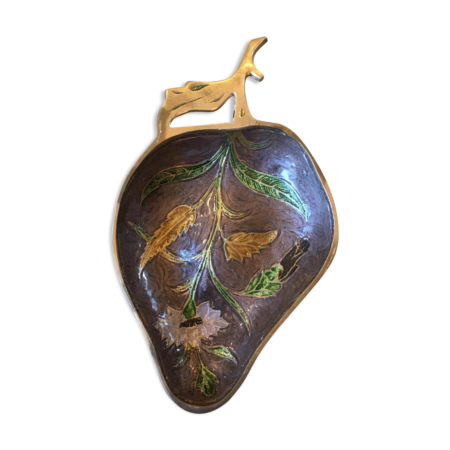 Empty vintage pocket in partitioned brass