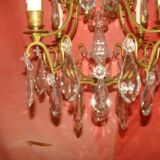 Bronze and crystal chandelier with 4 arms from the early 20th century