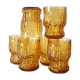 Set of 6 amber glasses, frosted effect, vintage French