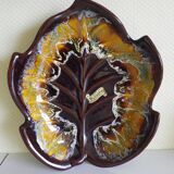 Vallauris dish, hand-made ceramic, leaf shape
